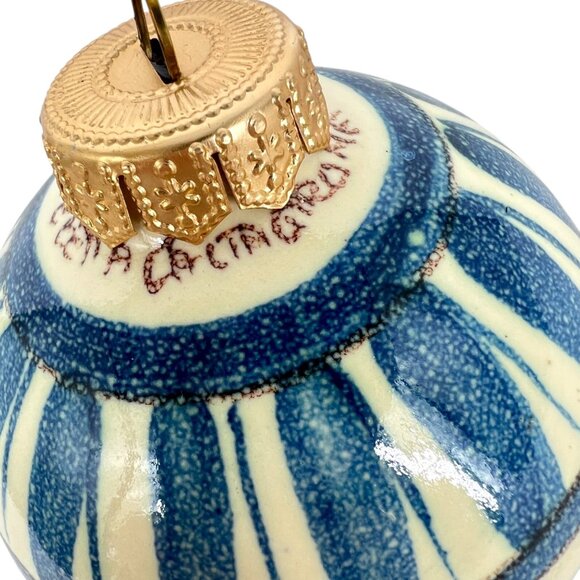 David Frazzetta Italian Hand-Painted Blue White Ceramic Christmas Ornament - Picture 7 of 9